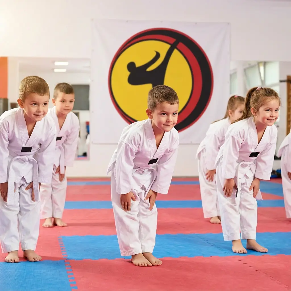 Disziplin im Taekwondo – konzentriertes Kind beim Üben
