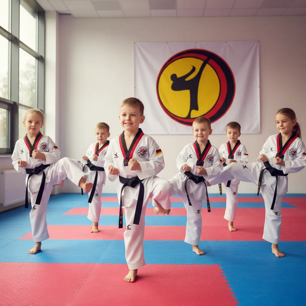 Wachstum im Taekwondo – Kinder mit Gürtel im Training